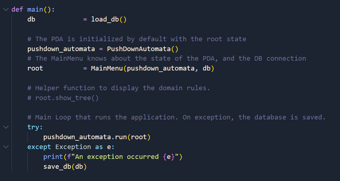 The program runs in a loop until the user decides to exit