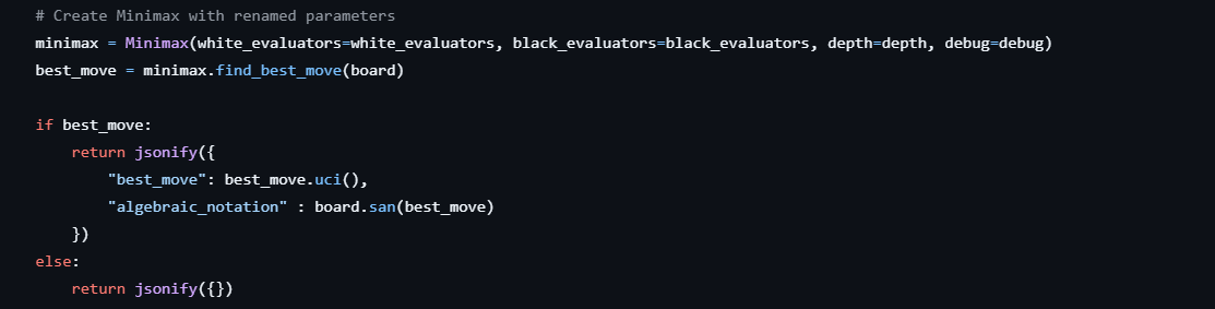 The original endpoint ran Minimax for each connected client on the same server, causing CPU spikes. To fix this, I moved Minimax to a separate service.